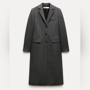 SZ S M ZARA GREY MARL ZW COLLECTION WOOL BLEND LONG TAILORED FROCK COAT